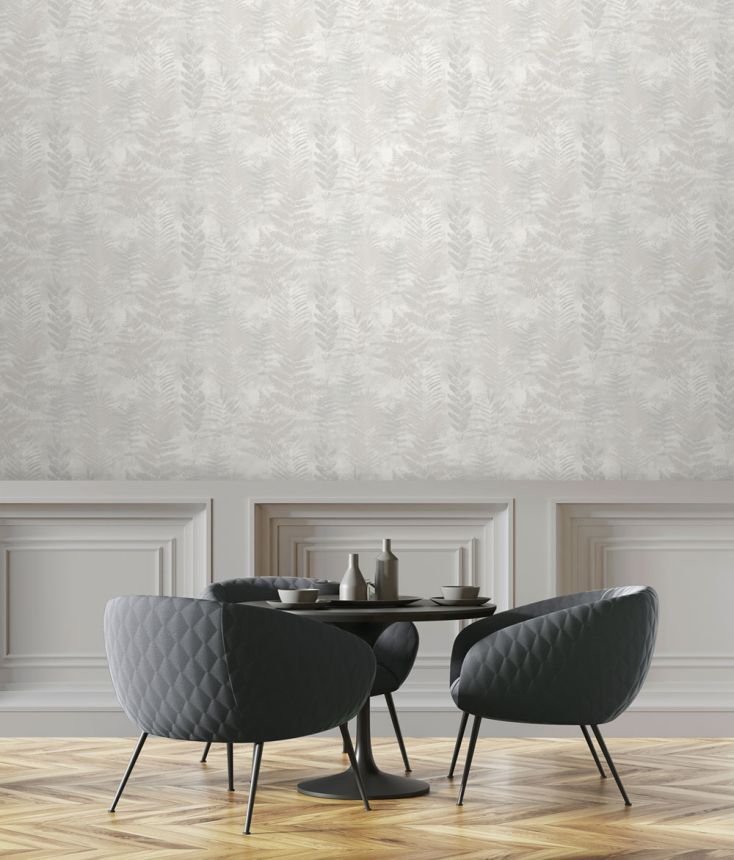 Beige non-woven wallpaper with leaves, RE25151, Reflect, Decoprint