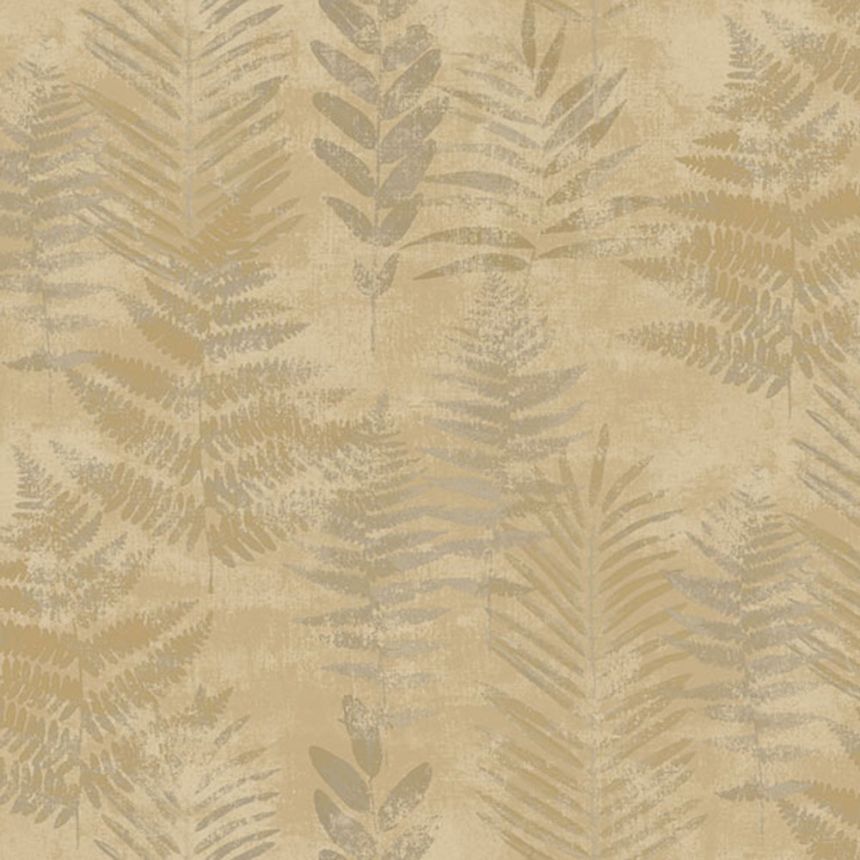 Brown non-woven wallpaper with leaves, RE25152, Reflect, Decoprint