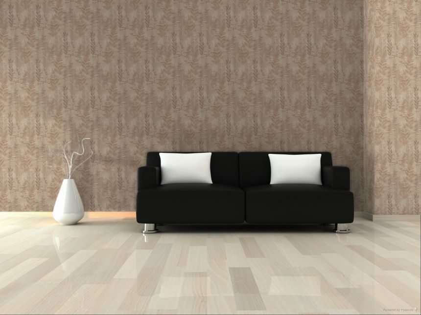 Terracotta wallpaper with leaves, RE25153, Reflect, Decoprint