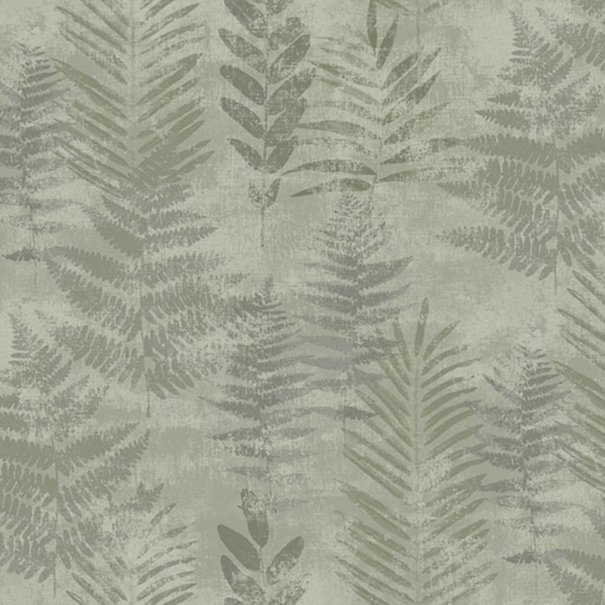 Green non-woven wallpaper with leaves, RE25154, Reflect, Decoprint