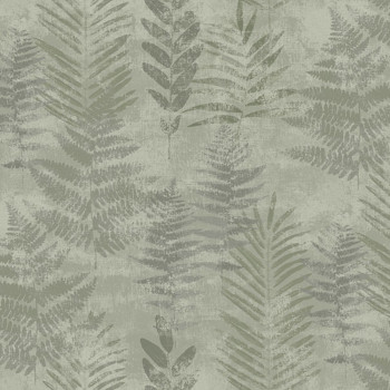 Green non-woven wallpaper with leaves, RE25154, Reflect, Decoprint