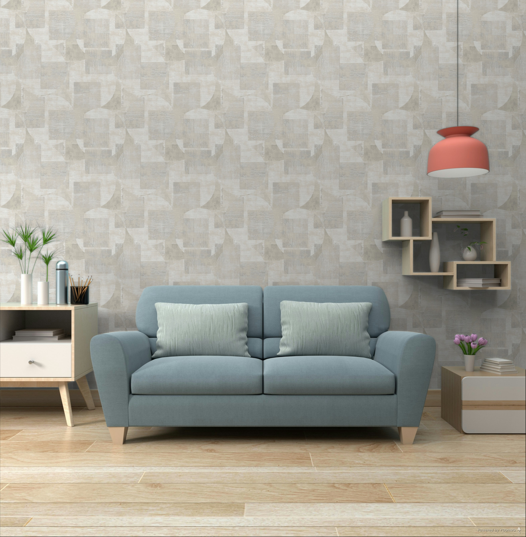 Gray-beige geometric pattern wallpaper, RE25160, Reflect, Decoprint