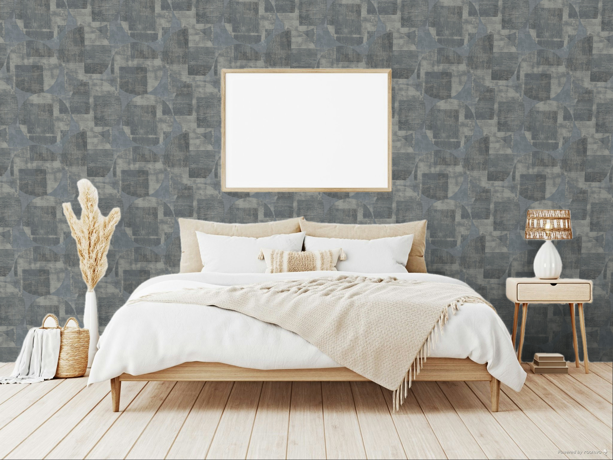 Blue-gray geometric pattern wallpaper, RE25162, Reflect, Decoprint