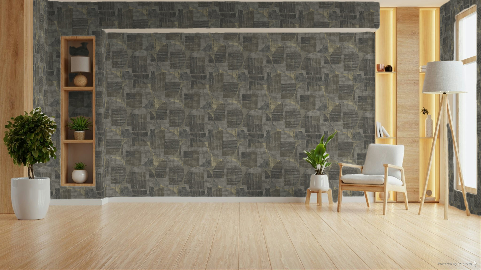 Brown-gray geometric pattern wallpaper, RE25163, Reflect, Decoprint