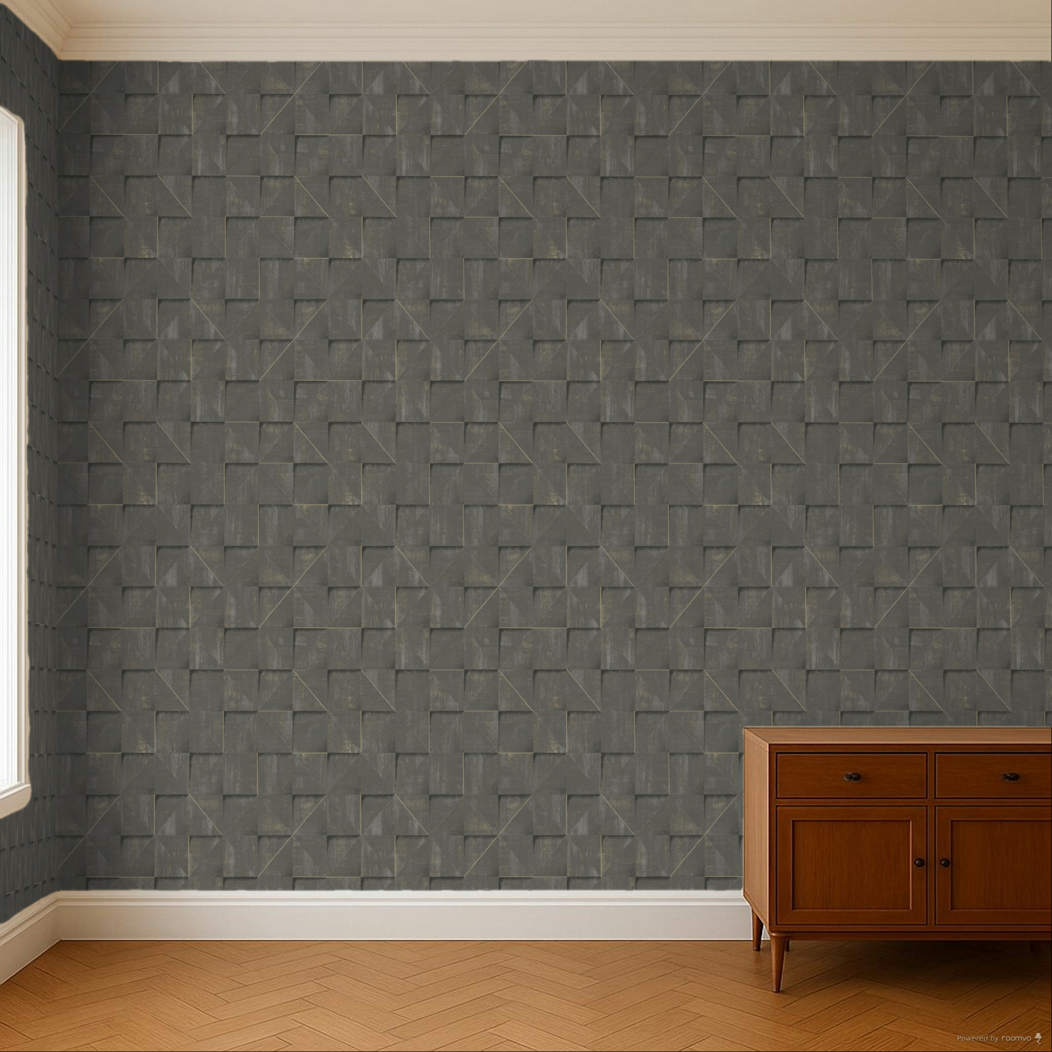 Brown geometric 3D wallpaper, RE25173, Reflect, Decoprint