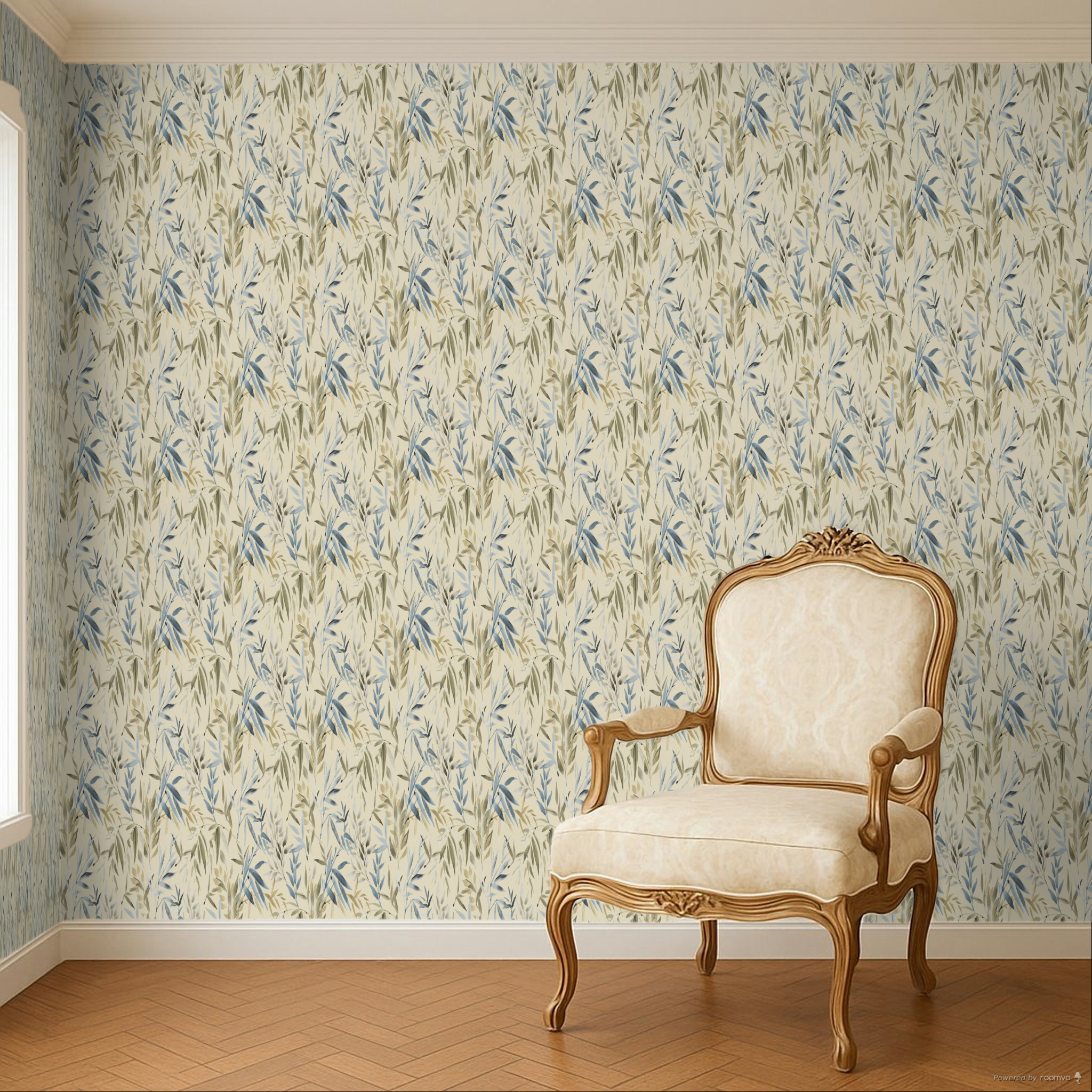 Beige non-woven wallpaper with bamboo leaves, RE25192, Reflect, Decoprint