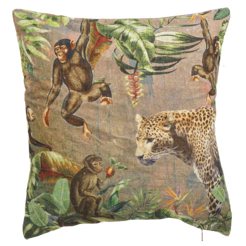 Cushion with monkeys and leopard, 3-40-382-0009, In Art