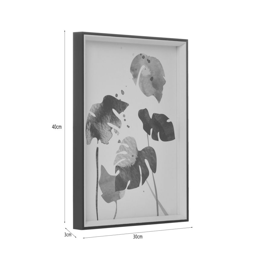 Picture with leaves, wooden frame, 6-90-824-0014,  InArt