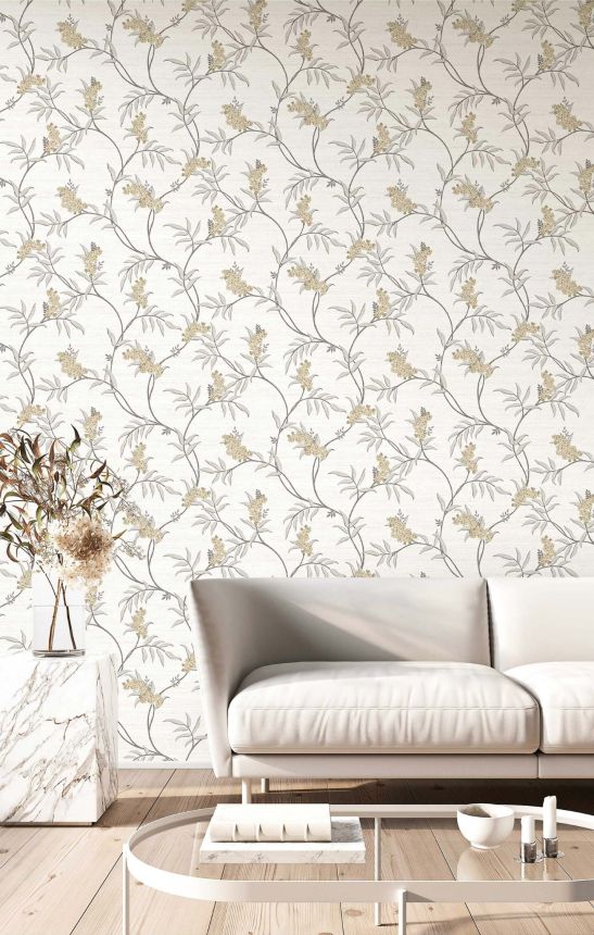 Cream wallpaper with blossoming branches, 33301, Tradizioni, Cristiana Masi by Parato