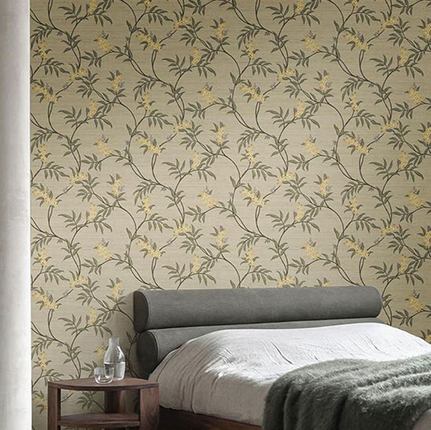 Luxury beige wallpaper with blossoming branches, 33302, Tradizioni,  Cristiana Masi by Parato