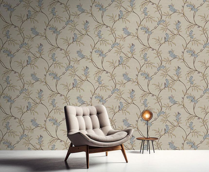 Sand color wallpaper with blossoming branches, 33303, Tradizioni, Cristiana Masi by Parato