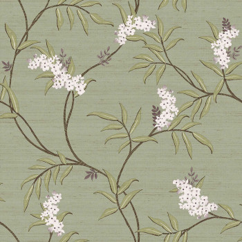 Luxury green wallpaper with blossoming branches, 33305, Tradizioni, Cristiana Masi by Parato