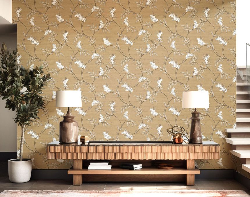 Luxury brown wallpaper with blossoming branches, 33307, Tradizioni, Cristiana Masi by Parato