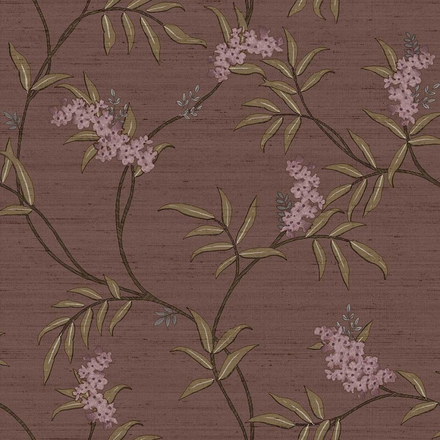 Terracotta wallpaper with blossoming branches, 33308, Tradizioni, Cristiana Masi by Parato