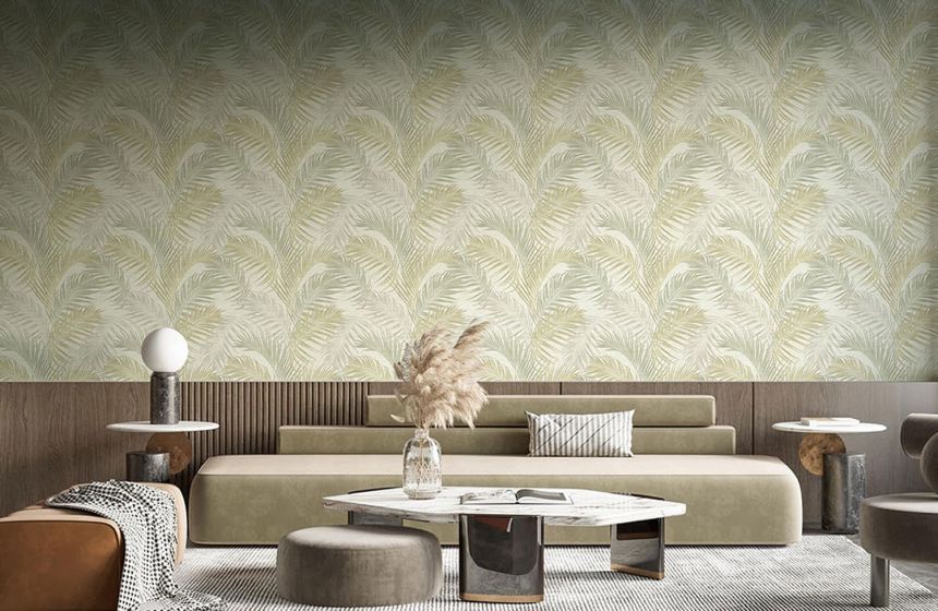 Luxury green-gold wallpaper with palm leaves, 33315, Tradizioni, Cristiana Masi by Parato