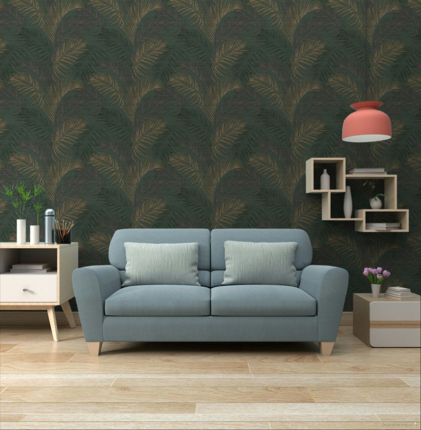 Luxury green wallpaper with palm leaves, 33317, Tradizioni, Cristiana Masi by Parato