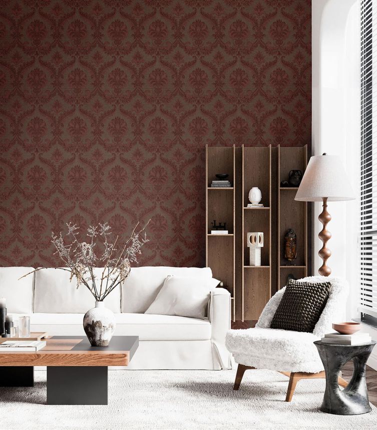 Terracotta non-woven baroque wallpaper, 33338, Tradizioni, Cristiana Masi by Parato