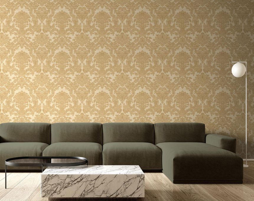 Sand color non-woven baroque wallpaper, 33341, Tradizioni, Cristiana Masi by Parato