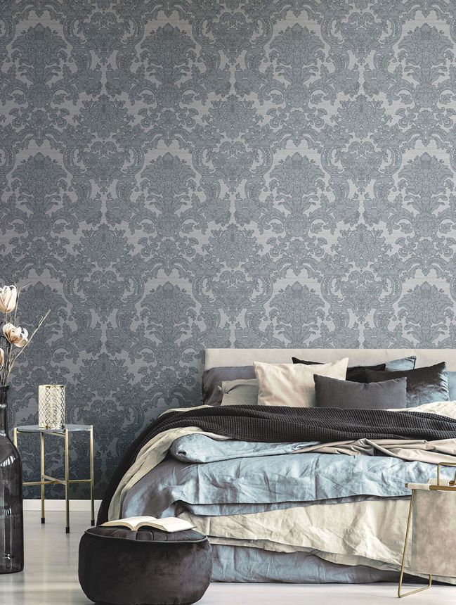 Gray-blue non-woven baroque wallpaper, 33346, Tradizioni, Cristiana Masi by Parato