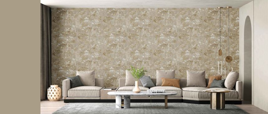 Gray wallpaper branches, leaves, 43801, Terra, Cristiana Masi by Parato