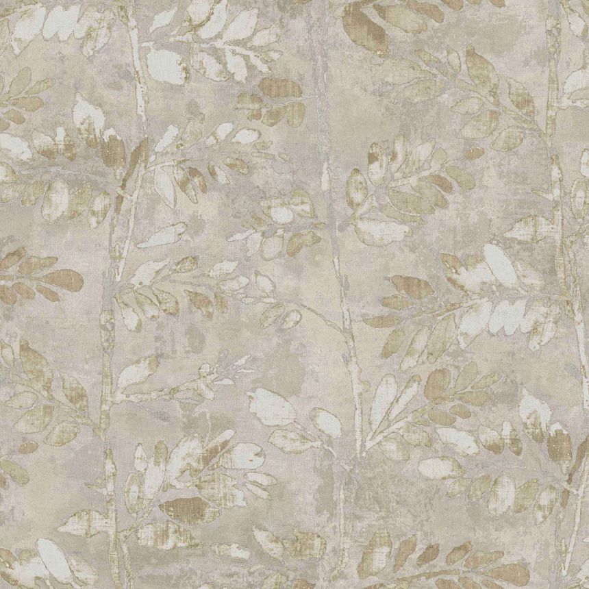 Sand colour wallpaper branches, leaves, 43802, Terra, Cristiana Masi by Parato