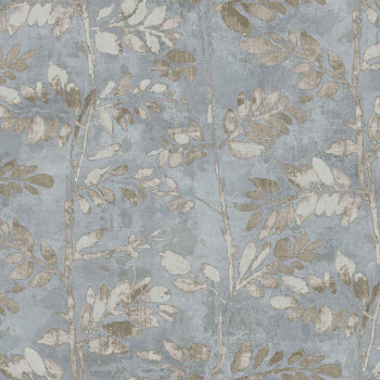 Gray-blue wallpaper branches, leaves, 43806, Terra, Cristiana Masi by Parato