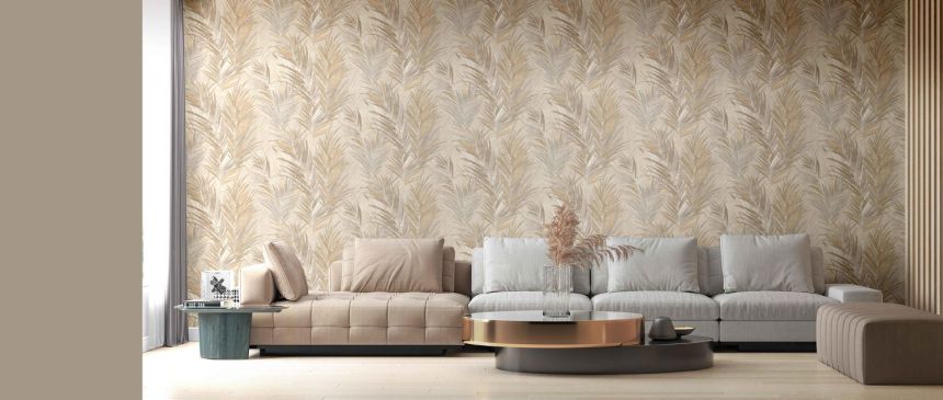 Cream wallpaper branches, leaves, 43810, Terra, Cristiana Masi by Parato