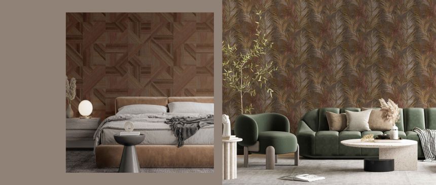 Brown wallpaper branches, leaves, 43818, Terra, Cristiana Masi by Parato