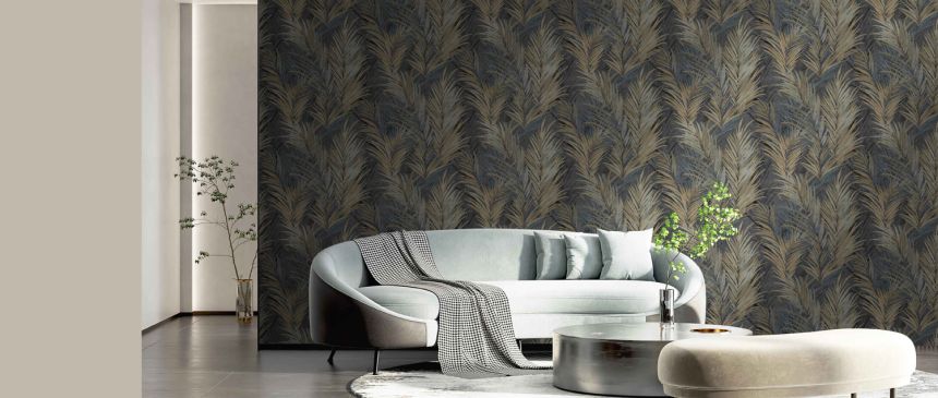 Black wallpaper branches, leaves 43819, Terra, Cristiana Masi by Parato