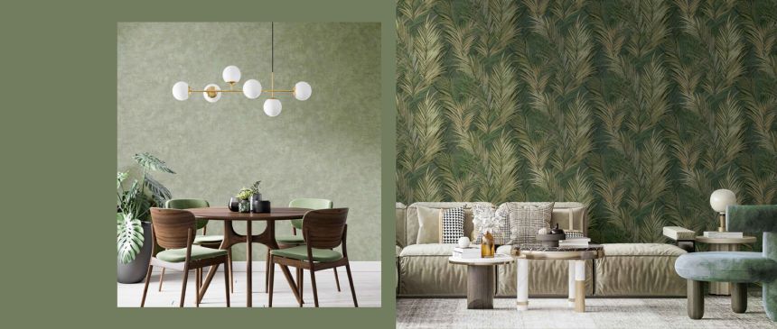 Green non-woven wallpaper, fabric imitation, 43885, Terra, Cristiana Masi by Parato