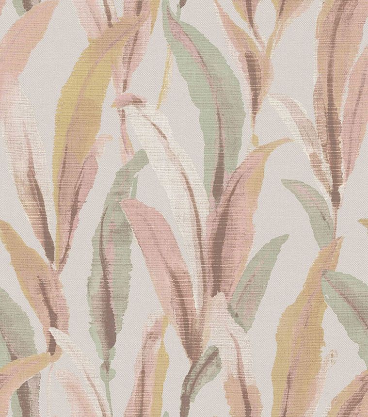 Non-woven wallpaper, leaves, green-pink, 39004, Arché, Cristiana Masi by Parato