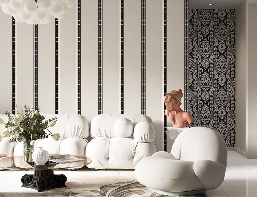 Non-woven wallpaper, black, stripes, 39039, Arché, Cristiana Masi by Parato