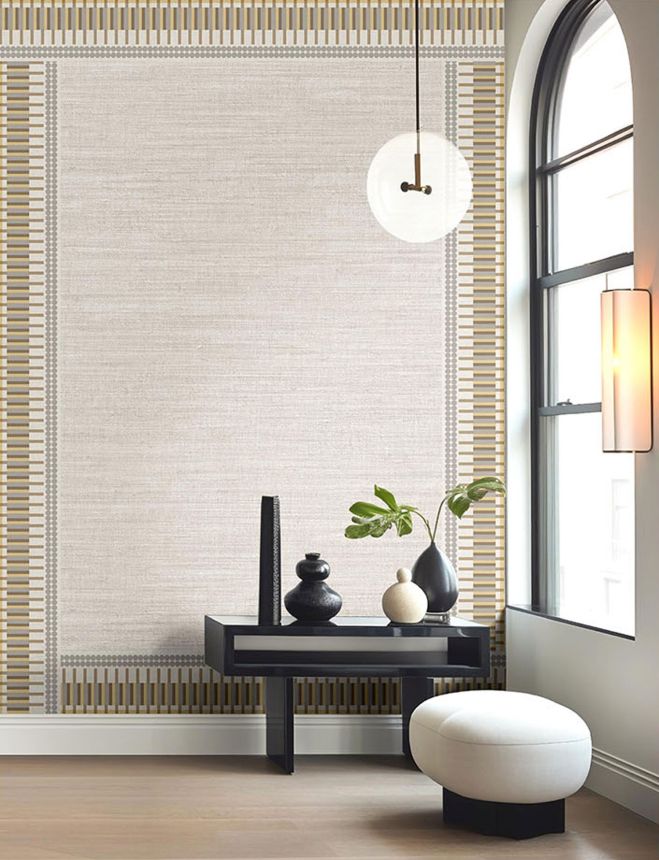 Geometric non-woven wallpaper border, grey-beige, B39081, Arché, Cristiana Masi by Parato