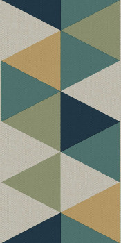 Geometric non-woven wallpaper border, blue-green, B39095, Arché, Cristiana Masi by Parato