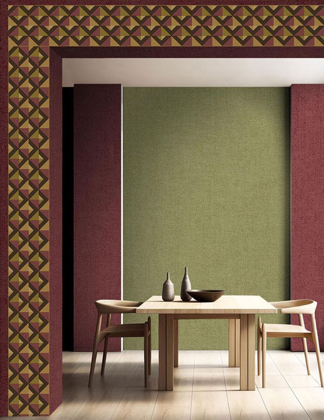 Geometric non-woven wallpaper border, burgundy red, B39099, Arché, Cristiana Masi by Parato