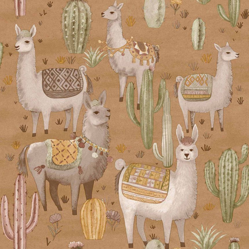 Brown children's wallpaper with animals, 17114, MiniMe, Cristiana Masi by Parato