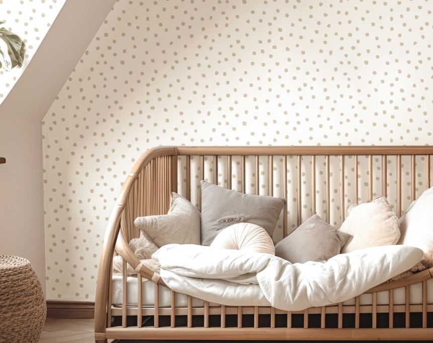 White wallpaper with beige dots, 17120, MiniMe, Cristiana Masi by Parato