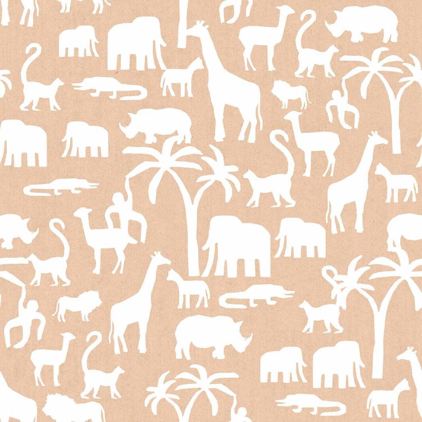 Brown children's wallpaper with animals from Africa, 17131, MiniMe, Cristiana Masi by Parato