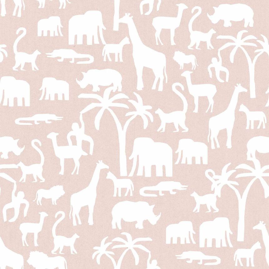Pink children's wallpaper with animals from Africa, 17134, MiniMe, Cristiana Masi by Parato