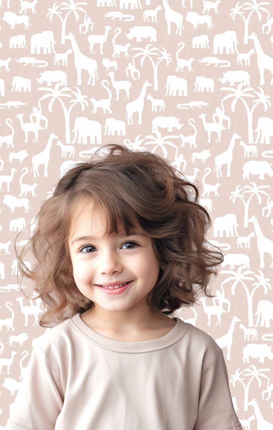 Pink children's wallpaper with animals from Africa, 17134, MiniMe, Cristiana Masi by Parato