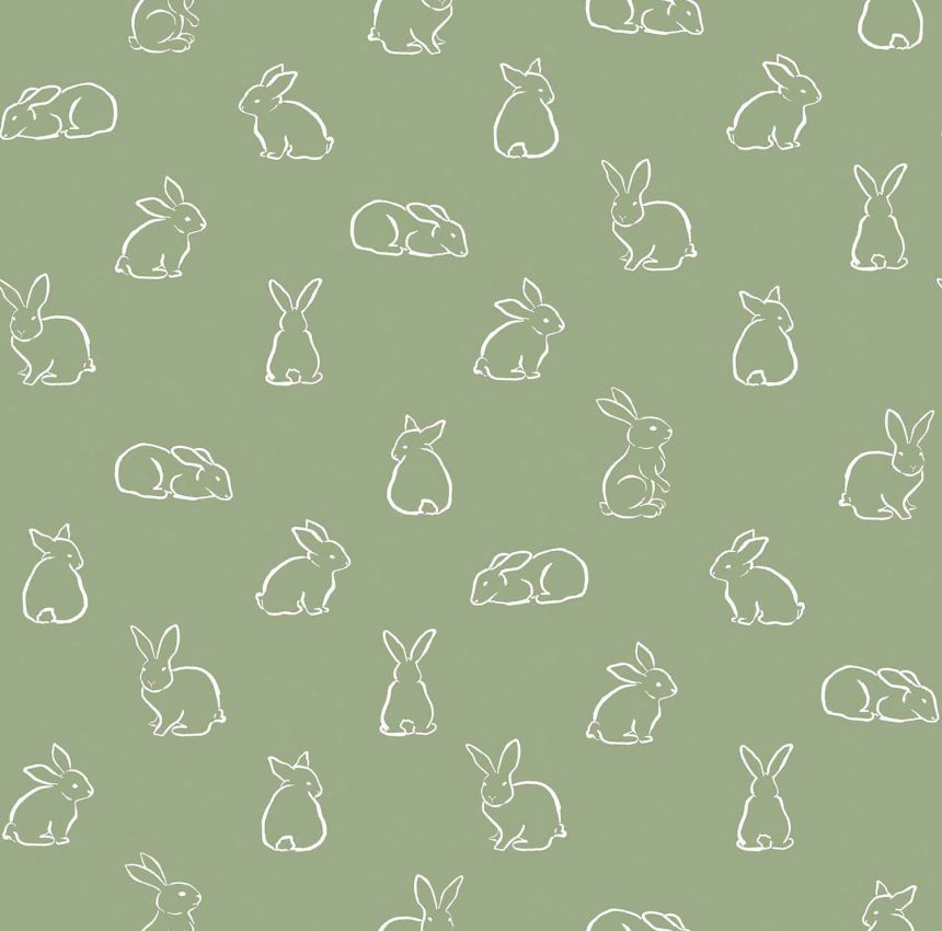 Green children's wallpaper with bunnies, 17145, MiniMe, Cristiana Masi by Parato