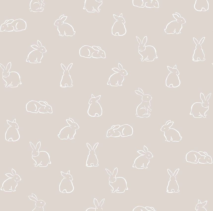 Gray children's wallpaper with bunnies, 17146, MiniMe, Cristiana Masi by Parato