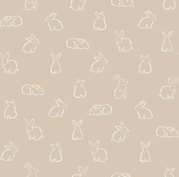 Beige children's wallpaper with bunnies, 17147, MiniMe, Cristiana Masi by Parato