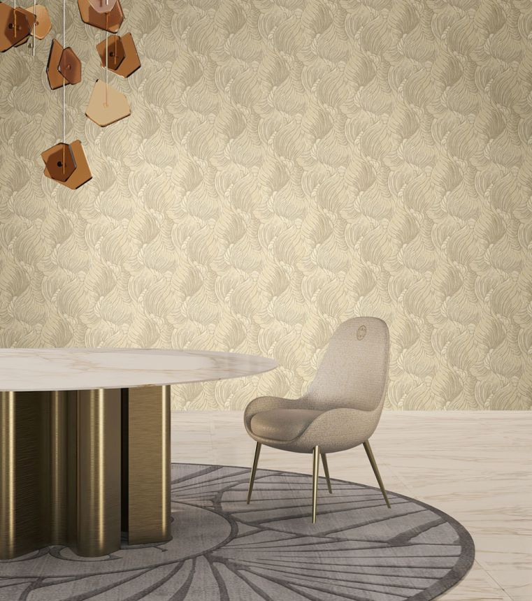 Luxury brown-beige wallpaper with leaves, Z34900, Elie Saab 2