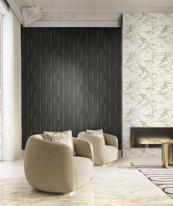 Luxury brown-bronze geometric wallpaper, Z34912, Elie Saab 2