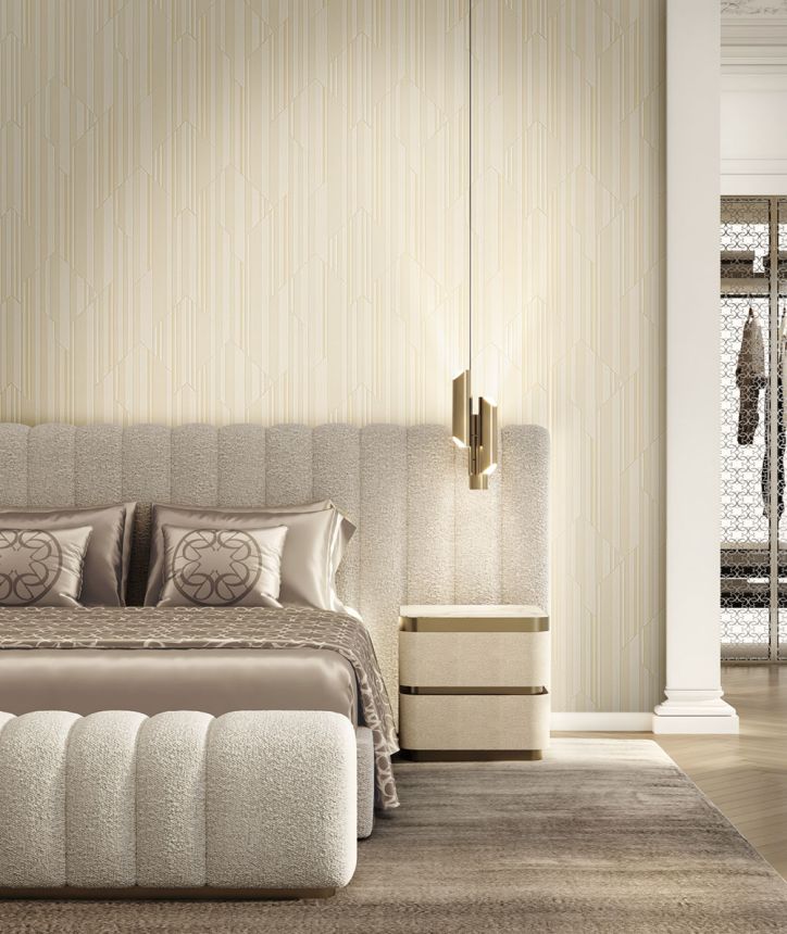 Luxury gray-beige geometric wallpaper, Z34915, Elie Saab 2