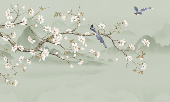 Luxury wall mural, Flowering Sakura branch, Z34983, Elie Saab