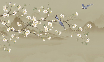 Luxury wall mural, Flowering Sakura branch, Z34984, Elie Saab