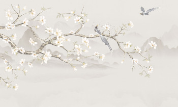 Luxury wall mural, Flowering Sakura branch, Z34985, Elie Saab