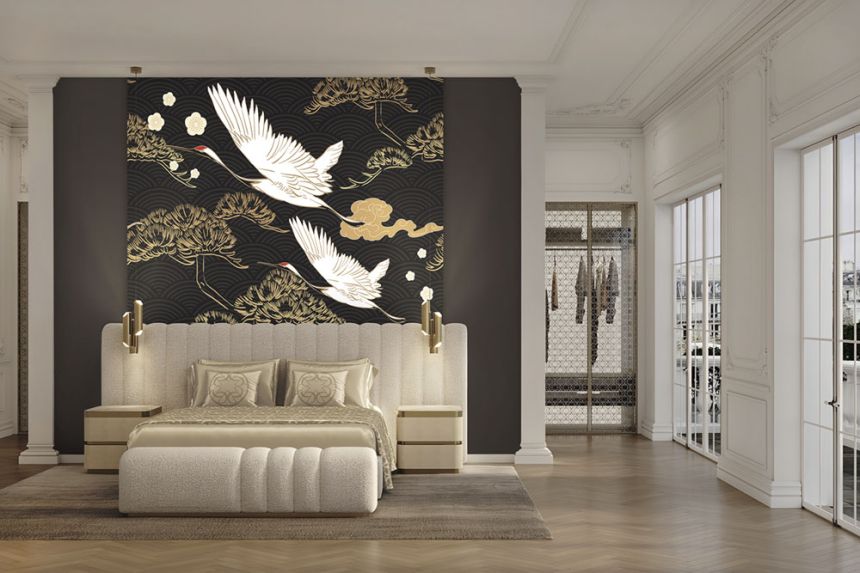 Luxury non-woven wall mural with herons, Z34988, Elie Saab